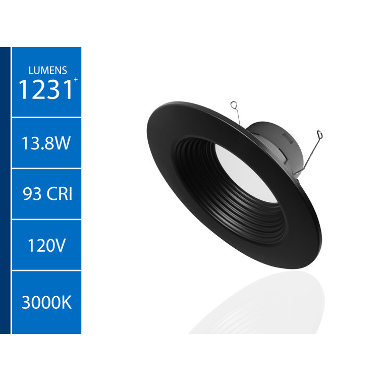 Black 6'' Dimmable LED Retrofit Recessed Lighting Kit