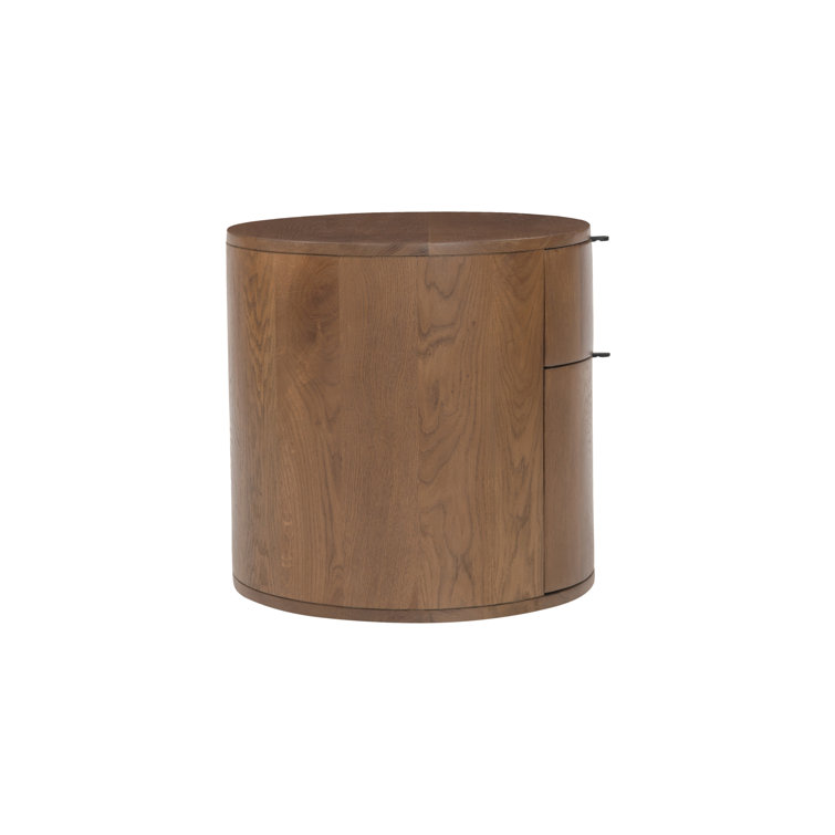 Theo Brown Solid Oak 2-Drawer Scandinavian Nightstand