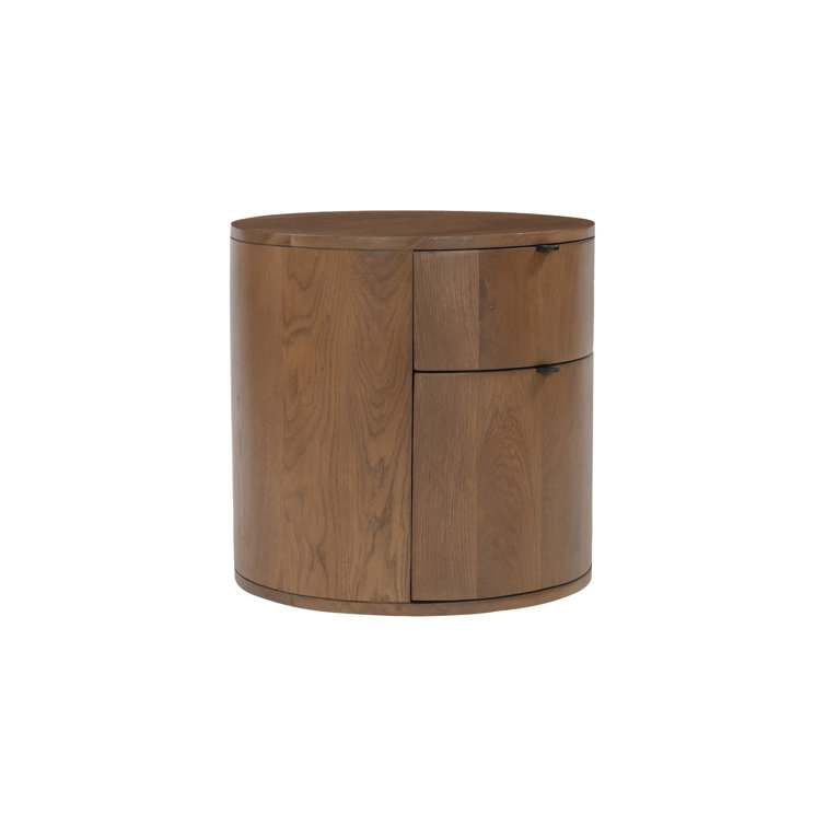 Theo Brown Solid Oak 2-Drawer Scandinavian Nightstand