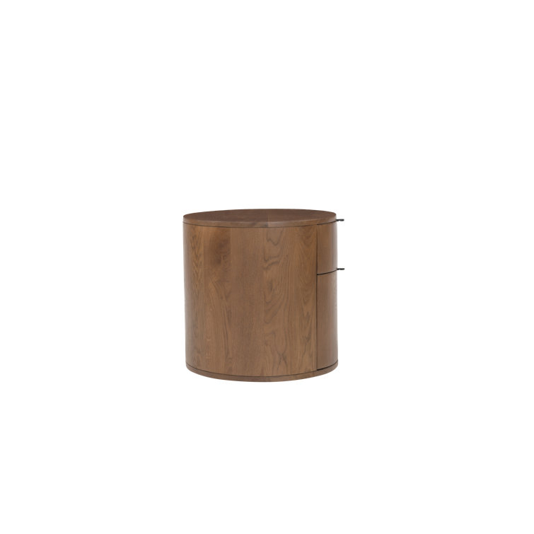 Theo Brown Solid Oak 2-Drawer Scandinavian Nightstand