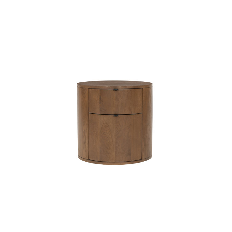 Theo Brown Solid Oak 2-Drawer Scandinavian Nightstand