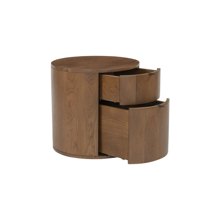 Theo Brown Solid Oak 2-Drawer Scandinavian Nightstand