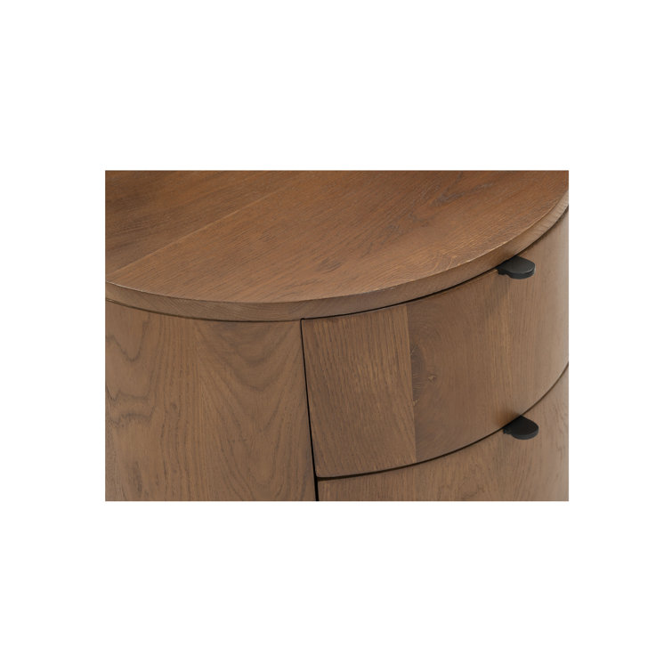 Theo Brown Solid Oak 2-Drawer Scandinavian Nightstand