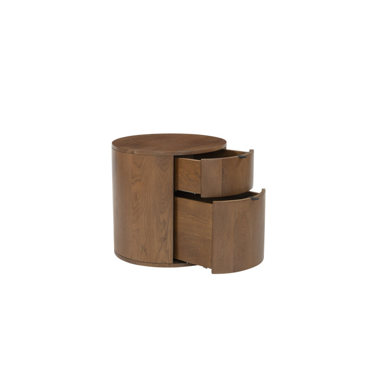 Theo Brown Solid Oak 2-Drawer Scandinavian Nightstand