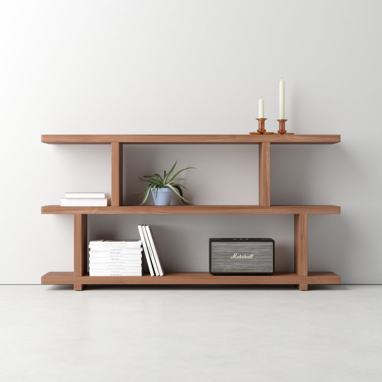 Walnut MDF 3-Tier Horizontal Wide Bookcase