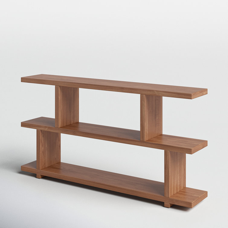 Walnut MDF 3-Tier Horizontal Wide Bookcase