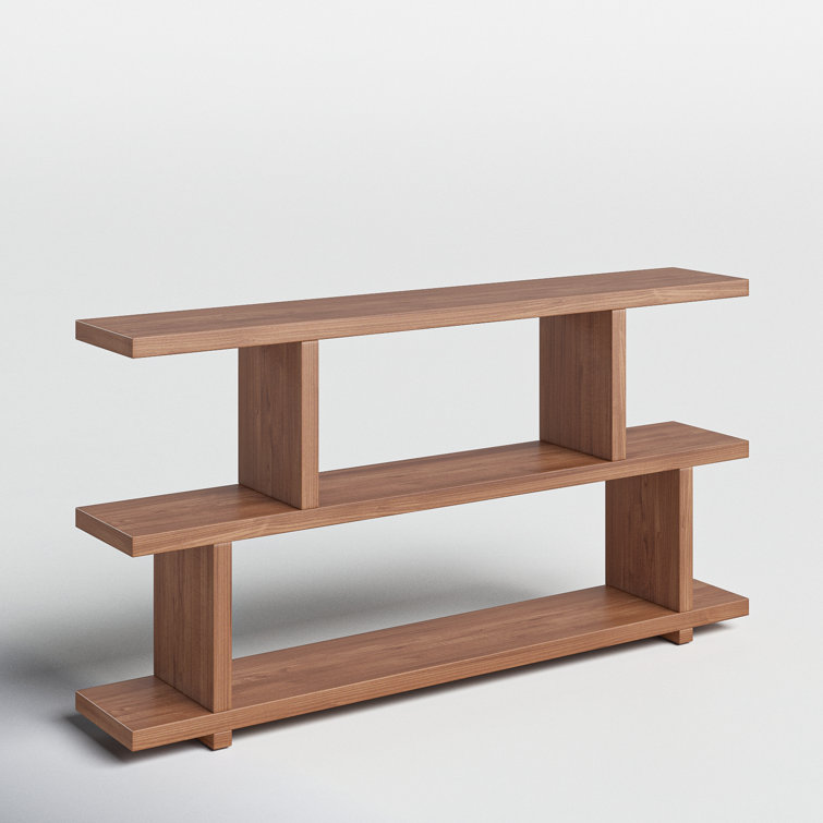 Walnut MDF 3-Tier Horizontal Wide Bookcase