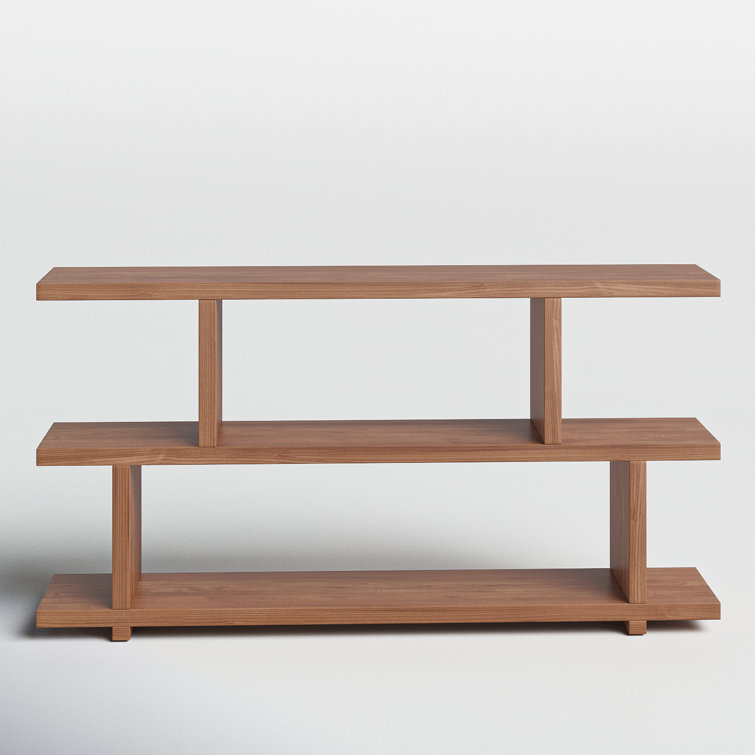 Walnut MDF 3-Tier Horizontal Wide Bookcase
