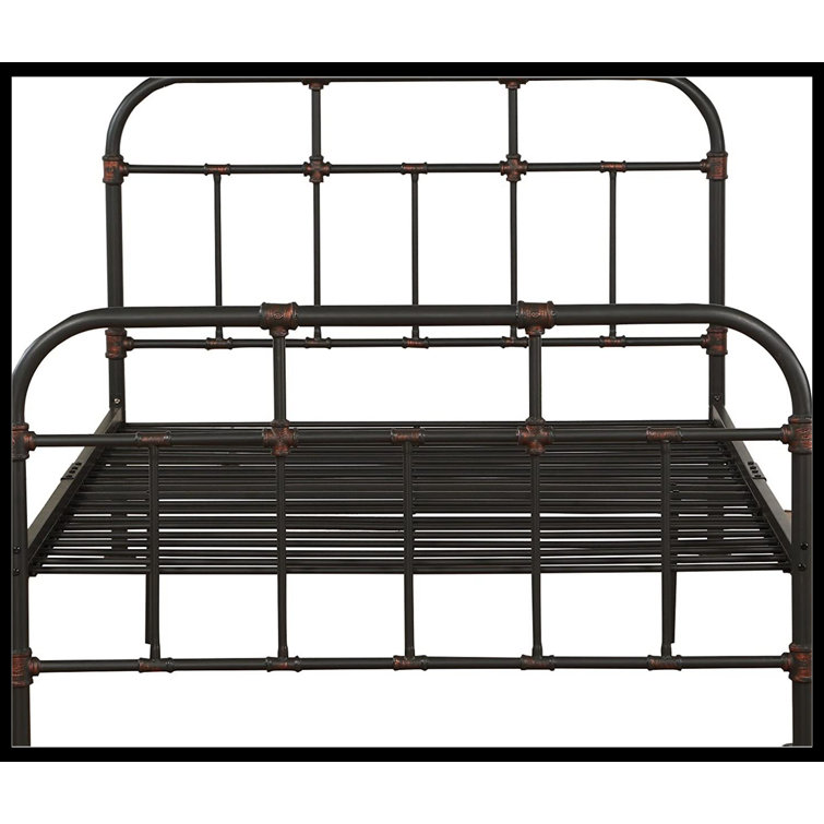 Sandy Gray Industrial Metal Full Bed with Slats
