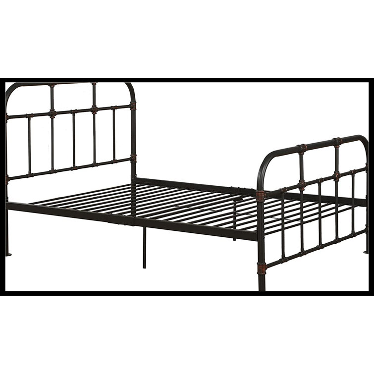 Sandy Gray Industrial Metal Full Bed with Slats