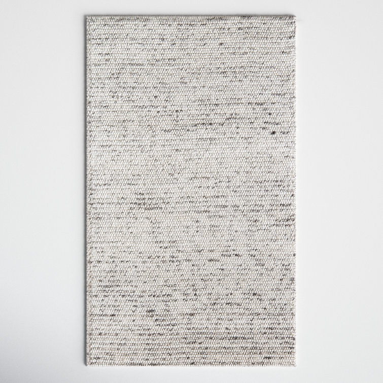 Ivory and Gray Handmade Wool Viscose Tufted Rug, 3' x 5'
