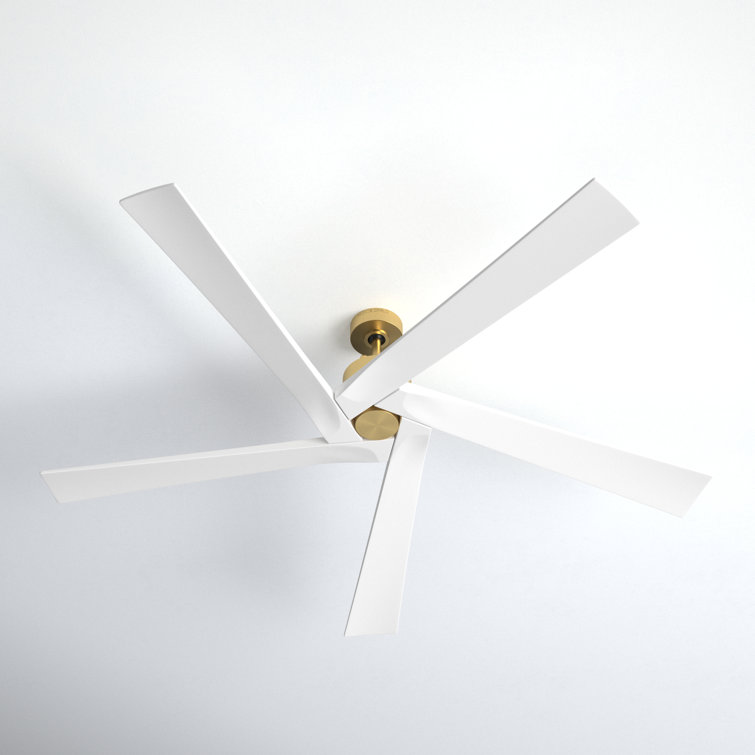 Aspen 70" Burnished Brass and Matte White 5-Blade Ceiling Fan with Remote