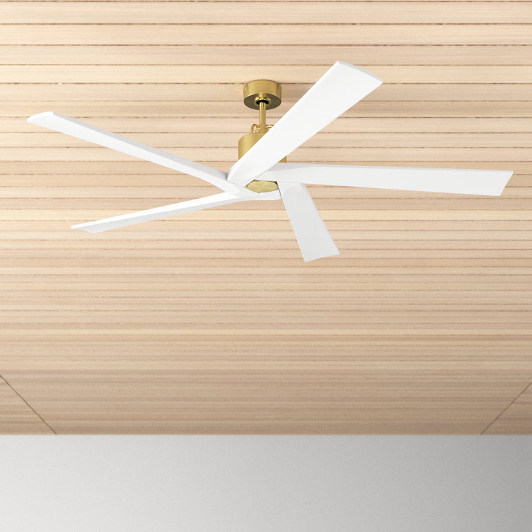 Aspen 70" Burnished Brass and Matte White 5-Blade Ceiling Fan with Remote