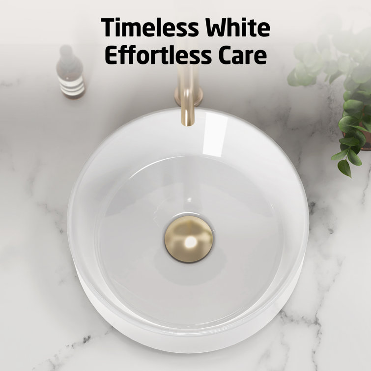 12'' White Ceramic Circular Vessel Bathroom Sink