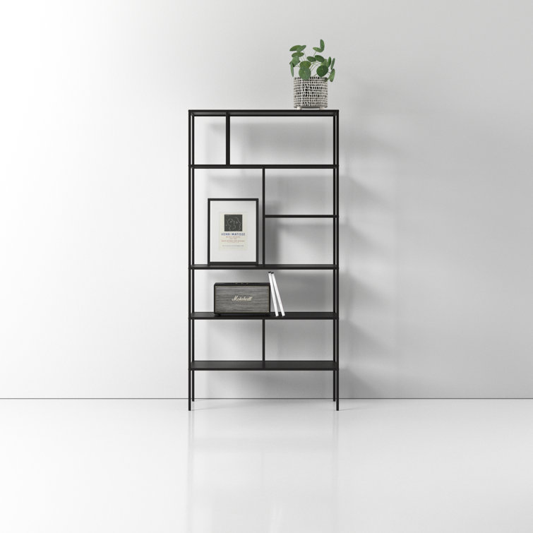 Industrial 5-Tier Blackened Bronze Metal Bookcase, 72" Tall