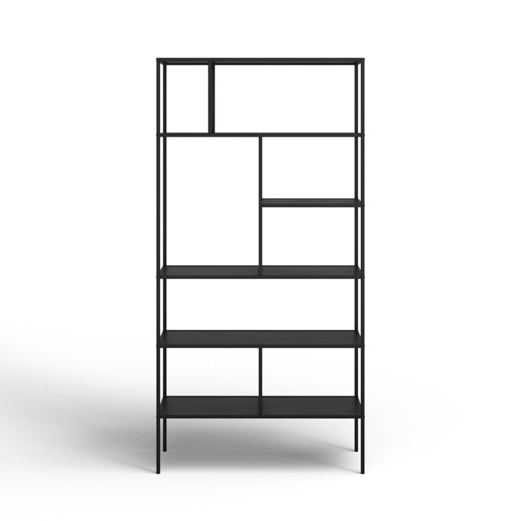 Industrial 5-Tier Blackened Bronze Metal Bookcase, 72" Tall