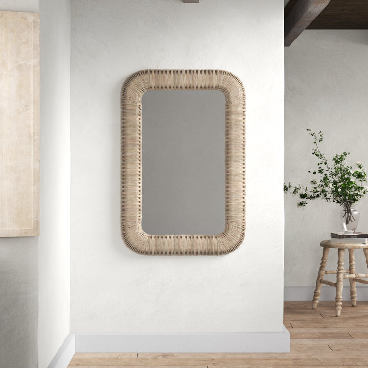Raelyn Natural Corn Rope Wrapped Rectangular Wall Mirror