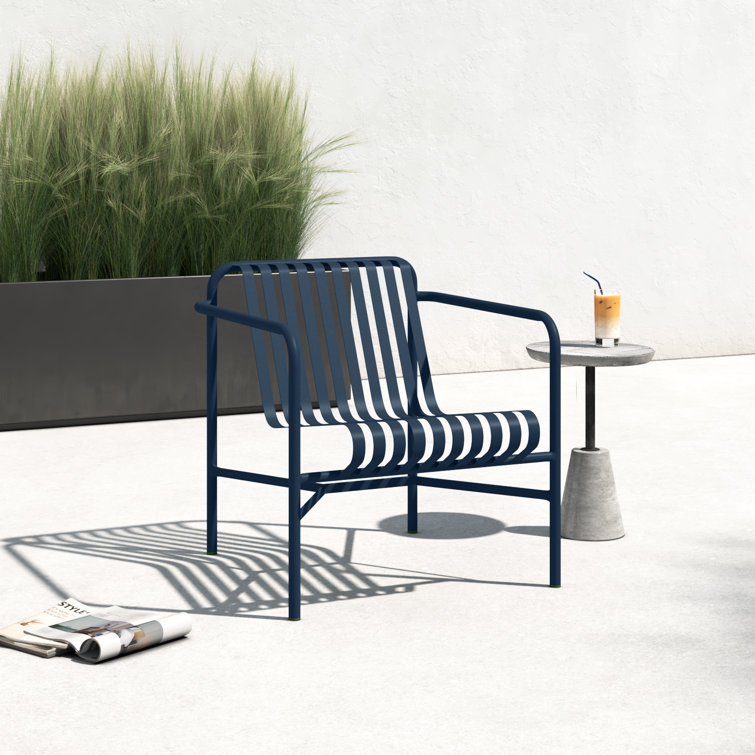 Dark Blue Powder Coated Steel Outdoor Armchair