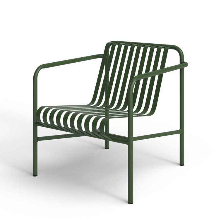 Dark Green Powder Coated Steel Outdoor Armchair