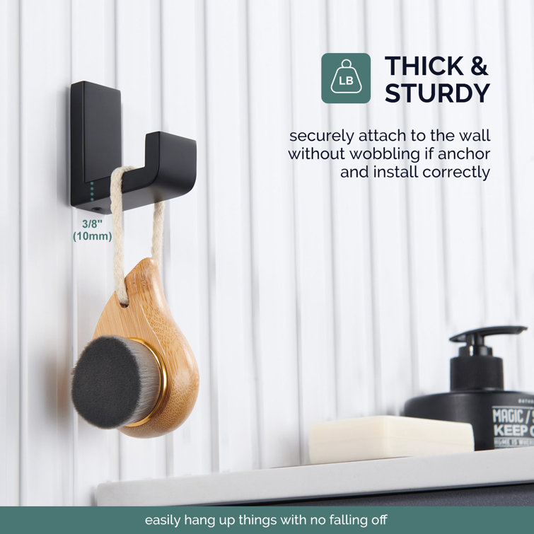 Matte Black Stainless Steel L-Shaped Bathroom Robe Hook