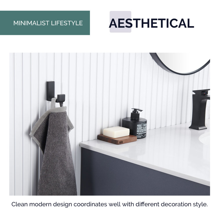 Matte Black Stainless Steel L-Shaped Bathroom Robe Hook