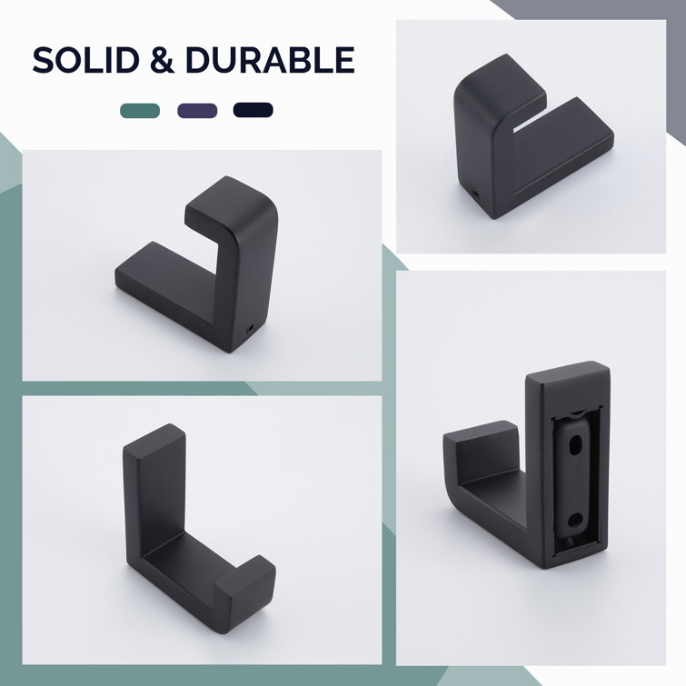Matte Black Stainless Steel L-Shaped Bathroom Robe Hook