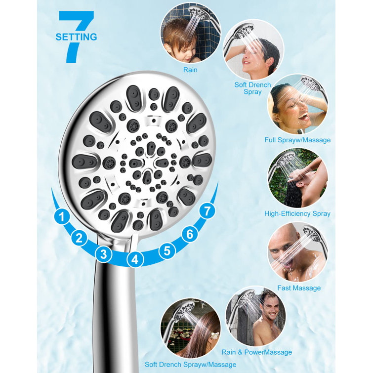 Chrome Adjustable Height Rainfall Shower System with Handheld