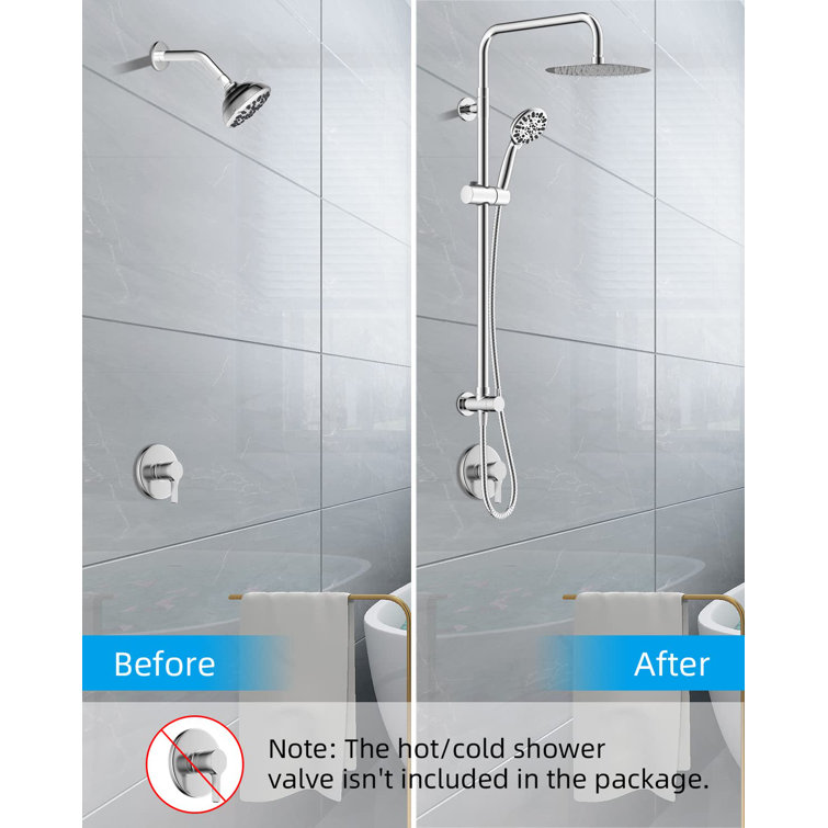 Chrome Adjustable Height Rainfall Shower System with Handheld