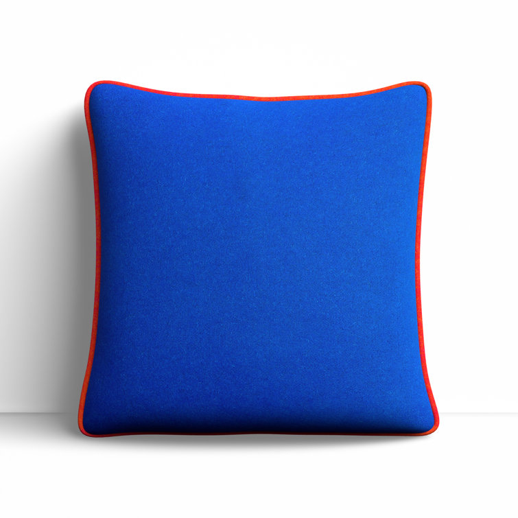 Lombard Blue and Orange Wool Blend 22" Throw Pillow