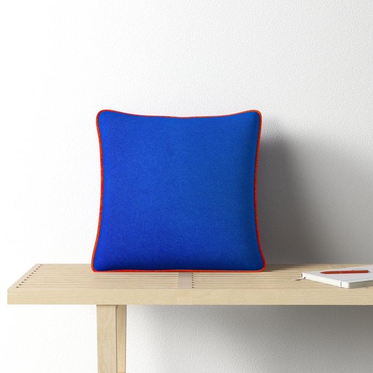 Lombard Blue and Orange Wool Blend 22" Throw Pillow