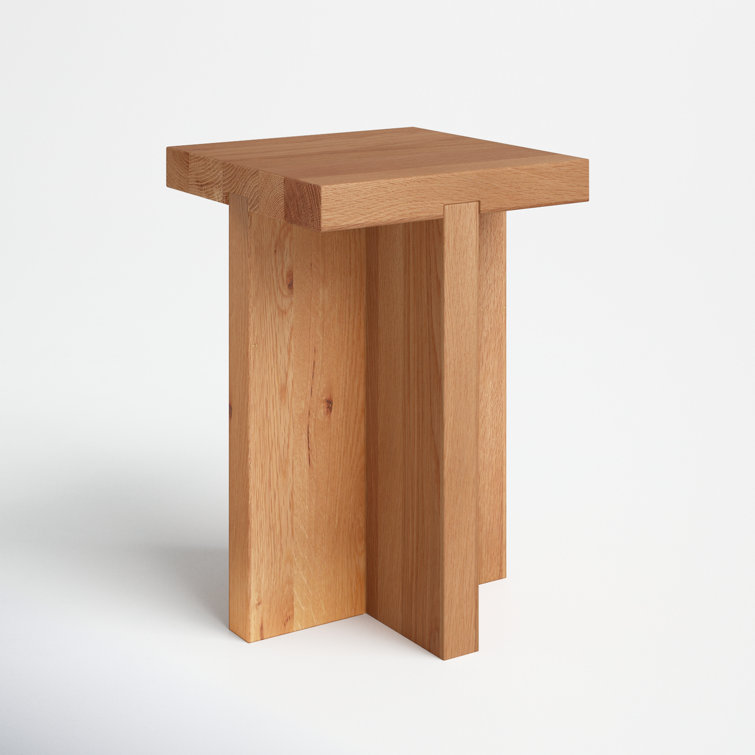 Natural Solid Oak Square End Table with Cross Legs
