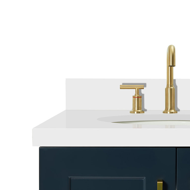 Midnight Blue 31" Bathroom Vanity with White Quartz Top