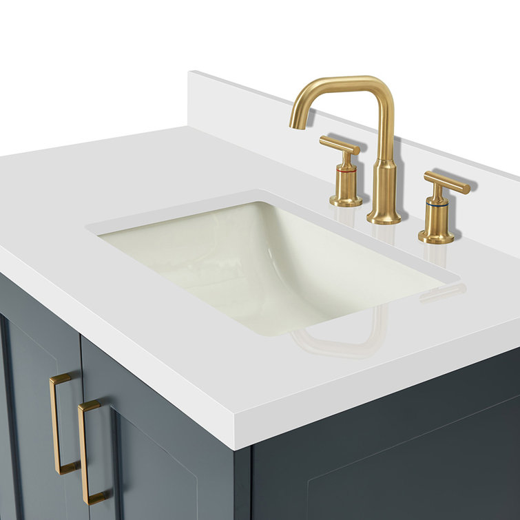Midnight Blue 37" Single Bathroom Vanity with White Quartz Top