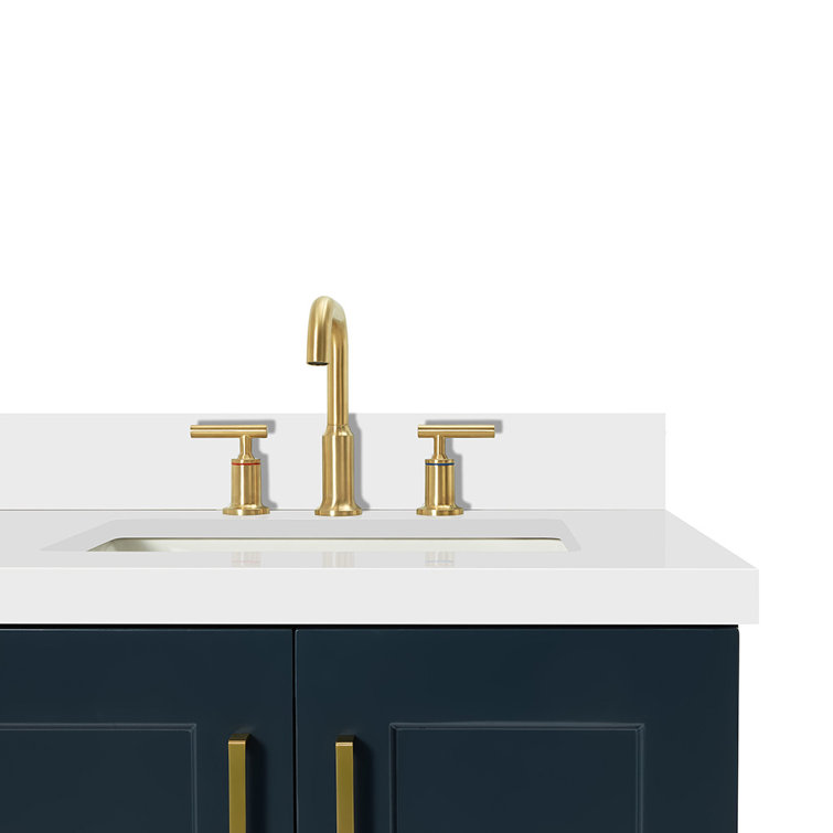 Midnight Blue 37" Single Bathroom Vanity with White Quartz Top