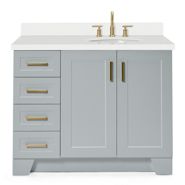 Taylor 43" Gray Freestanding Single Bathroom Vanity with Quartz Top