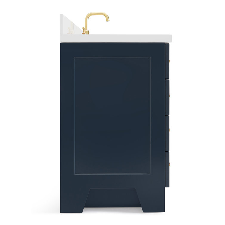 Midnight Blue and White Quartz 49-Inch Single Bathroom Vanity