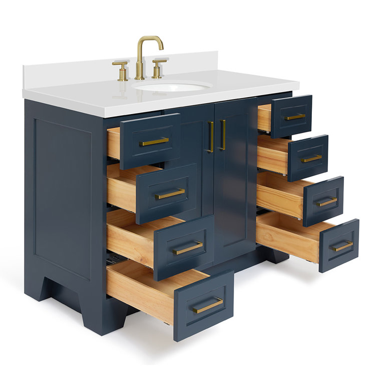 Midnight Blue and White Quartz 49-Inch Single Bathroom Vanity