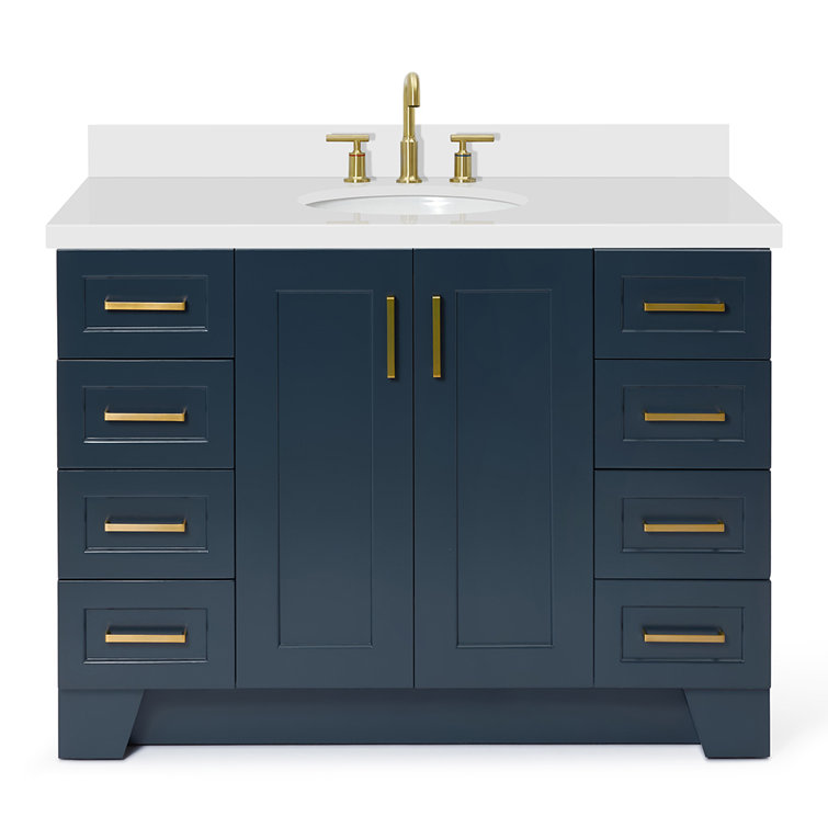 Midnight Blue and White Quartz 49-Inch Single Bathroom Vanity