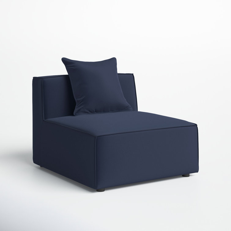 Navy Blue Fabric Upholstered Outdoor Armless Chair