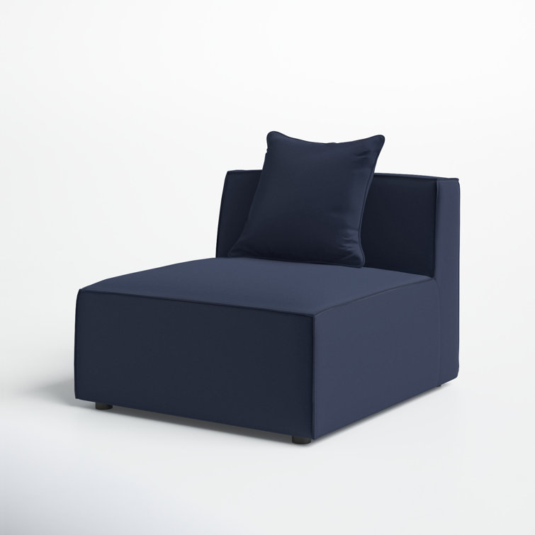 Navy Blue Fabric Upholstered Outdoor Armless Chair