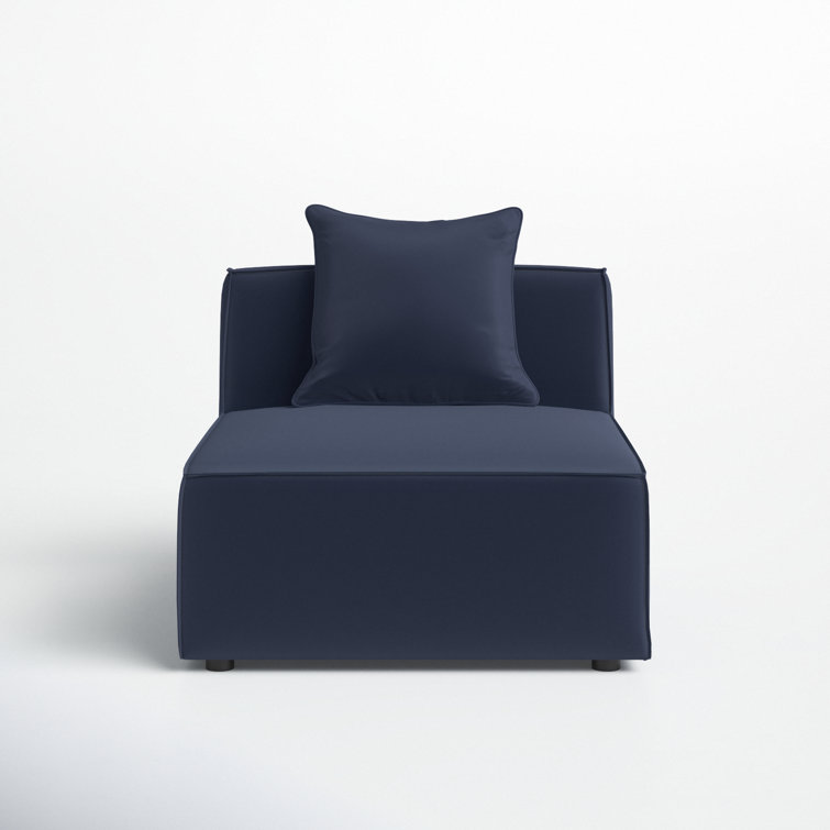 Navy Blue Fabric Upholstered Outdoor Armless Chair