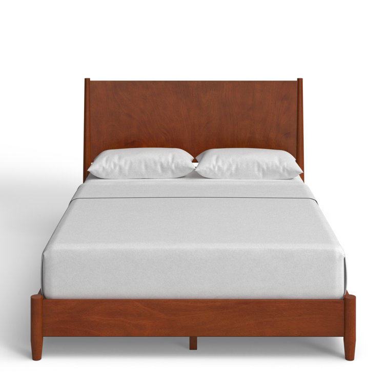 Mid-Century Acorn Full Platform Bed with Headboard and Drawer