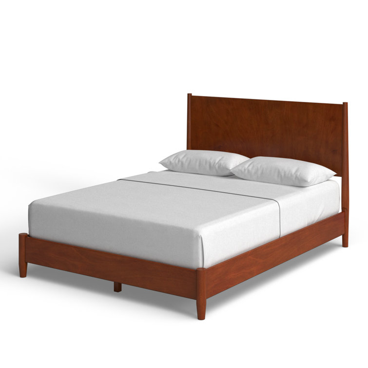 Mid-Century Acorn Full Platform Bed with Headboard and Drawer
