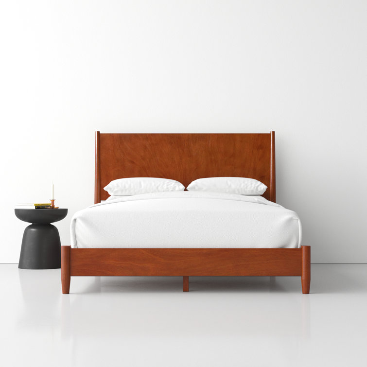 Mid-Century Acorn Full Platform Bed with Headboard and Drawer