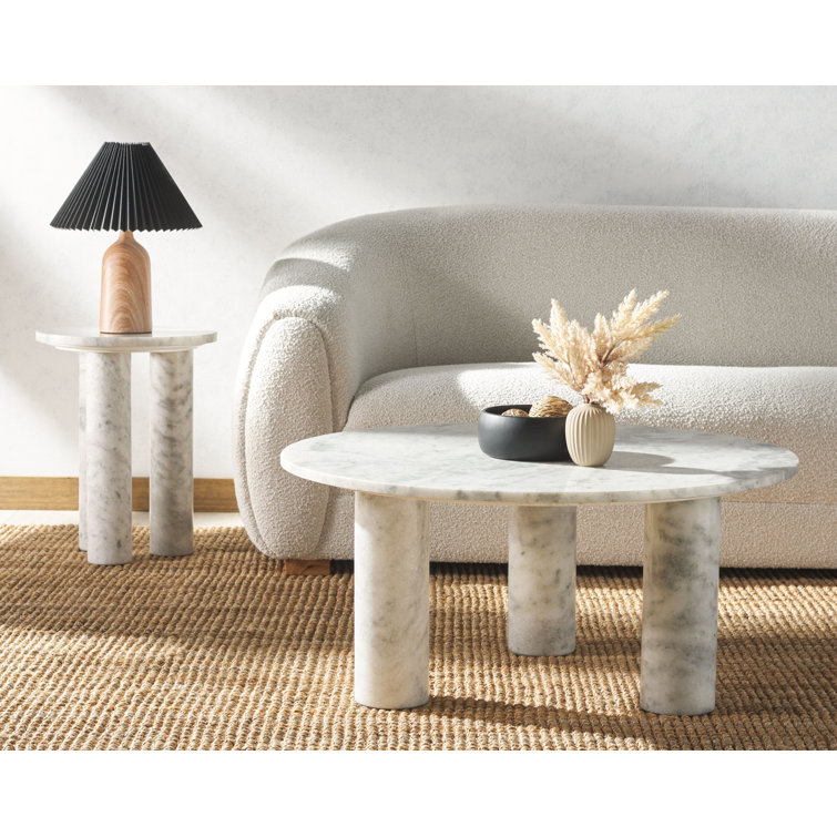 White Marble Round Three-Leg Accent Table