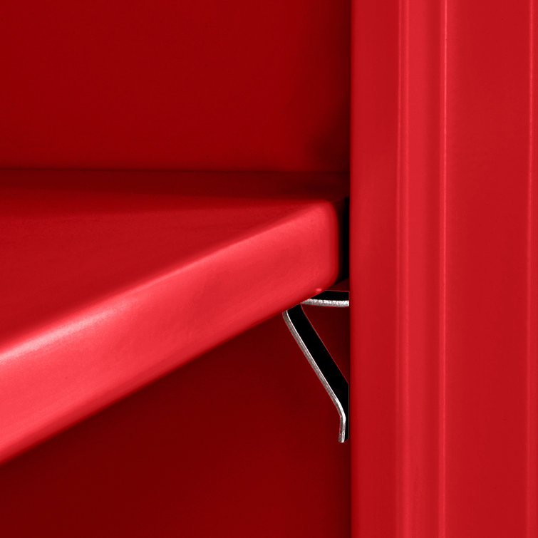 Red Lockable Freestanding Office Cabinet with Adjustable Shelving