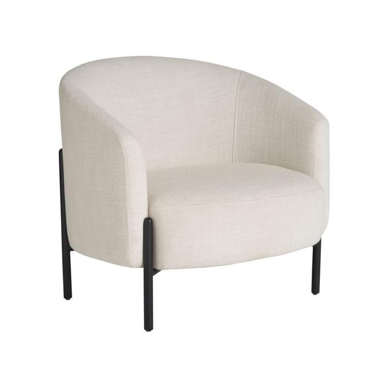 Asbury Oyster Upholstered Barrel Chair with Black Metal Legs