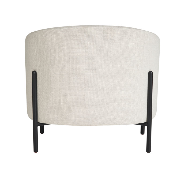 Asbury Oyster Upholstered Barrel Chair with Black Metal Legs