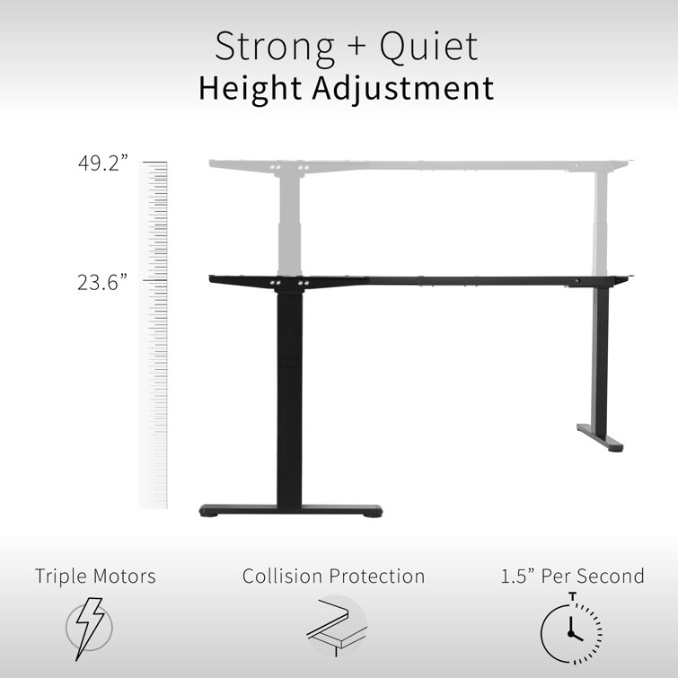 Black Adjustable Height Corner Standing Desk Frame with Push Button Control