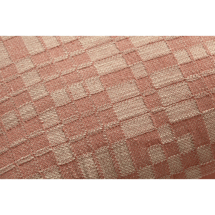 Clay Geometric Cotton Square Pillow with Tassels, 18" x 18"